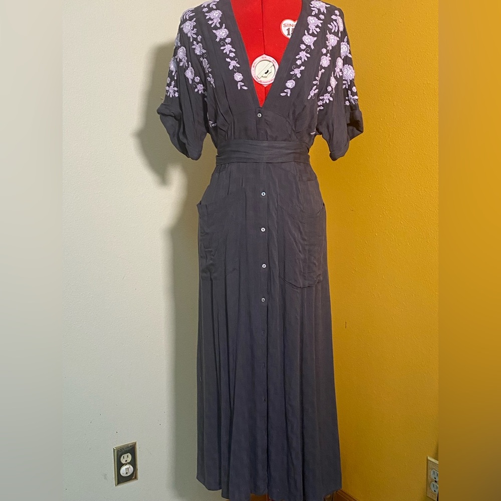 NWT Free People Grey and Purple MIDI Dress Medium